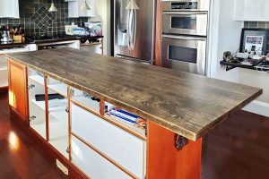 Oak wide plank kitchen island tops